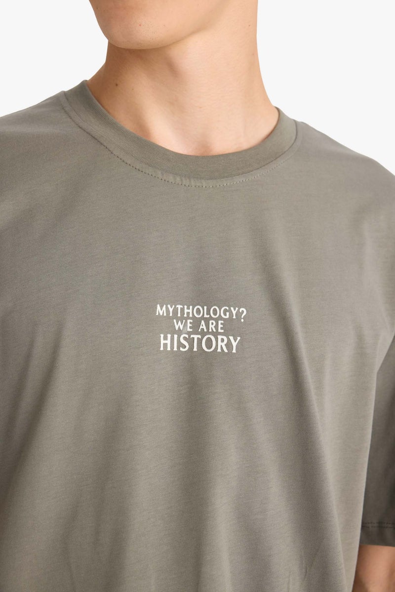 DeFacto Green Man Cotton Boxy Fit Crew Neck Short Sleeve T-Shirt Casual - Image 5